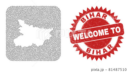 Welcome Grunge Stamp and Bihar State Map Arrow Inverted Mosaic Welcome Grunge Stamp and Bihar State Map Arrow Inverted Mosaic 81487510