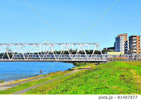 市川橋／江戸川付近より和洋女子大学方面を望む(千葉県市川市)【2020.10】 81487877