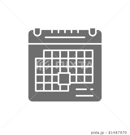 Holiday calendar, birthday, party time grey icon. Holiday calendar, birthday, party time grey icon. 81487970