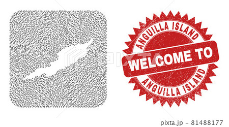 Welcome Rubber Badge and Anguilla Island Map Motion Hole Mosaic Welcome Rubber Badge and Anguilla Island Map Motion Hole Mosaic 81488177