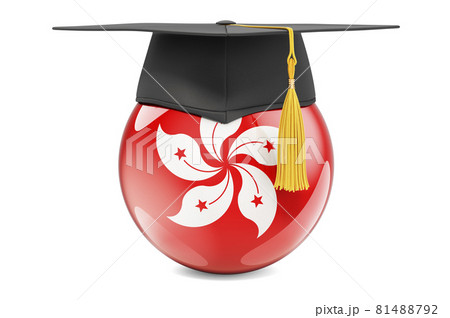 Education in Hong Kong concept. Hong Kong flag with graduation cap, 3D rendering Education in Hong Kong concept. Hong Kong flag with graduation cap, 3D rendering 81488792