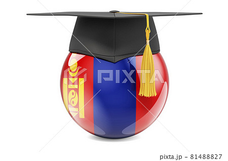 Education in Mongolia concept. Mongolian flag with graduation cap, 3D rendering Education in Mongolia concept. Mongolian flag with graduation cap, 3D rendering 81488827