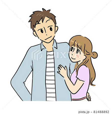 女性に抱き着かれながら腰を抱く男性 女性に抱き着かれながら腰を抱く男性 81488892