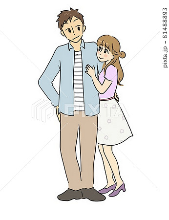 女性に抱き着かれながら腰を抱く男性 女性に抱き着かれながら腰を抱く男性 81488893