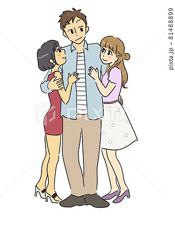 美女にモテモテの男性 美女にモテモテの男性 81488899