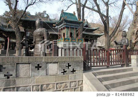 Jinci Temple near Taiyuan, Shanxi , China. View of the Iron Statues Terrace at Jinci Temple, the most important temple complex in Shanxi Province, China. Jinci Temple near Taiyuan, Shanxi , China. View of the Iron Statues Terrace at Jinci Temple, the most important temple complex in Shanxi Province, China. 81488982