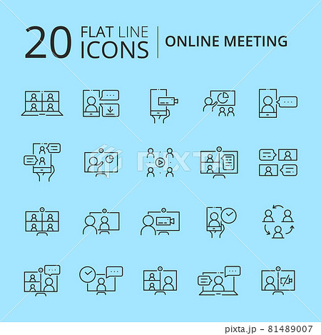 Simple set of online meeting related line Simple set of online meeting related line 81489007