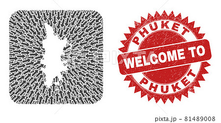Welcome Rubber Stamp and Phuket Map Arrow Subtracted Mosaic Welcome Rubber Stamp and Phuket Map Arrow Subtracted Mosaic 81489008