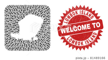 Welcome Rubber Badge and Lombok Island Map Direction Inverted Mosaic Welcome Rubber Badge and Lombok Island Map Direction Inverted Mosaic 81489166