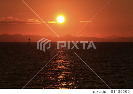 大牟田市 有明海 夕暮れ、 大牟田市 有明海 夕暮れ、 81489509