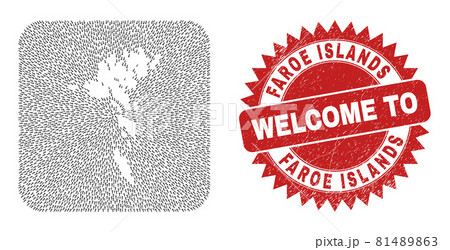 Welcome Scratched Badge and Faroe Islands Map Moving Hole Mosaic Welcome Scratched Badge and Faroe Islands Map Moving Hole Mosaic 81489863