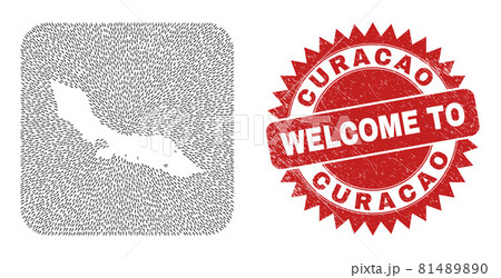 Welcome Rubber Stamp and Curacao Island Map Navigation Inverted Mosaic Welcome Rubber Stamp and Curacao Island Map Navigation Inverted Mosaic 81489890