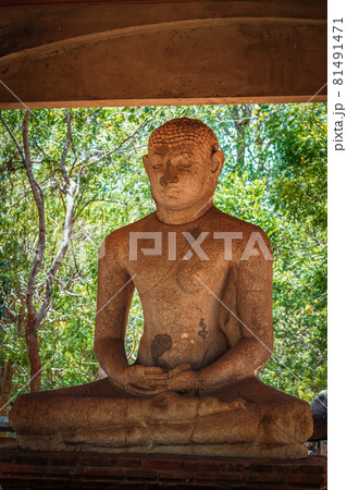 Samadhi Buddha statue in Anuradhapura - famous tourist attraction and archaelogical site, Sri Lanka 81491471