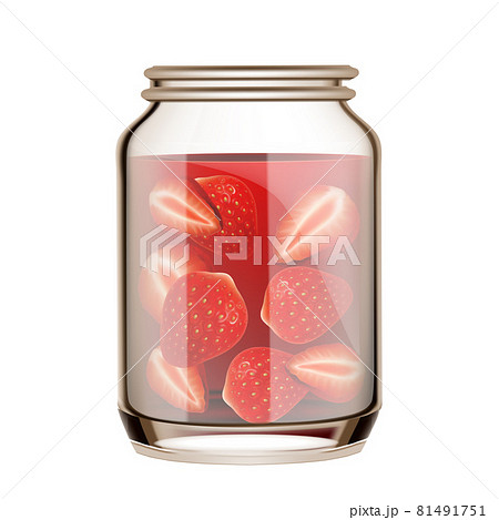 Canned Strawberry In Blank Glass Bottle Vector Canned Strawberry In Blank Glass Bottle Vector 81491751