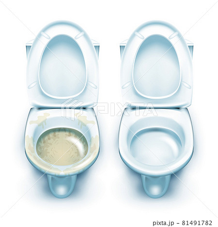 Dirty And Clean Toilet Restroom Tool Set Vector 81491782