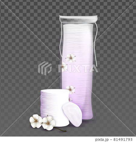 Cotton Pads Blank Bag And Blossom Flower Vector 81491793