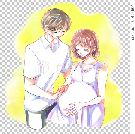 幸せな妊婦さんとパートナー 81492604