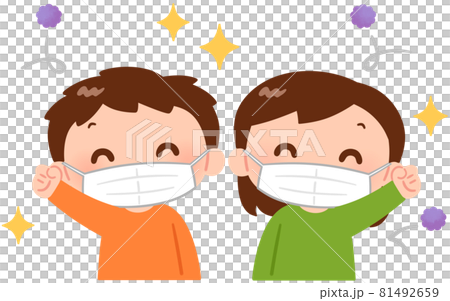 Boys and girls wearing masks and repelling viruses Boys and girls wearing masks and repelling viruses 81492659
