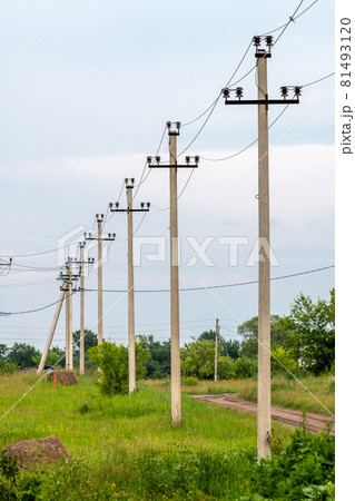 The Concrete power lines in the village The Concrete power lines in the village 81493120