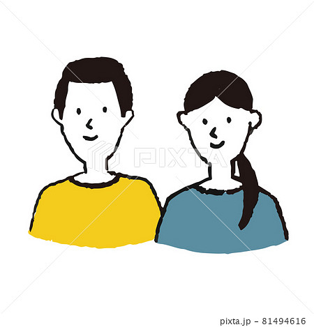 自立した男性と女性のカップルのイラストのイラスト素材
