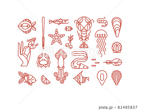 Art deco seafood signs 81495837