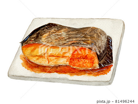 カレイの煮付けの水彩イラストのイラスト素材