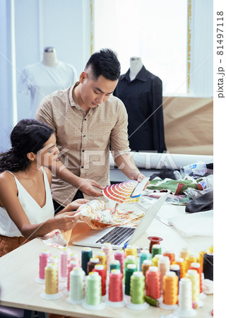 Tailors Choosing Color of Threads Tailors Choosing Color of Threads 81497118