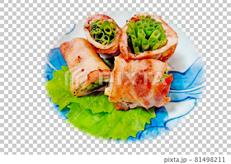 Homely and rustic homemade "green onion pork ribs" watercolor style picture letter 81498211