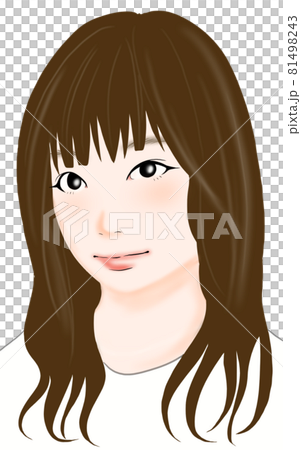 上目遣いでこちらを見つめる女性のイラストのイラスト素材