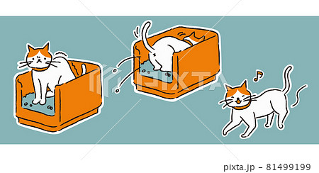 トイレをする猫（シンプル） 81499199