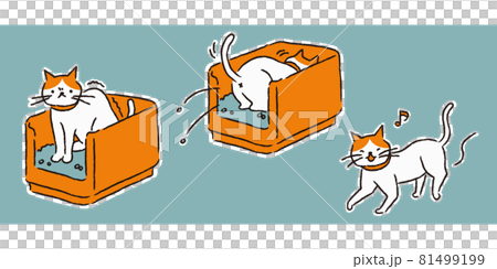 トイレをする猫（シンプル） 81499199