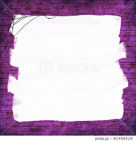 紫色の煉瓦のテクスチャと白いペンキのフレーム 81499329