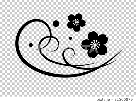 簡單的日式梅花海浪裝飾插畫 簡單的日式梅花海浪裝飾插畫 81500879