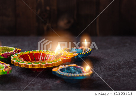 clay lit light a fire already on Diya or oil lamp clay lit light a fire already on Diya or oil lamp 81505213