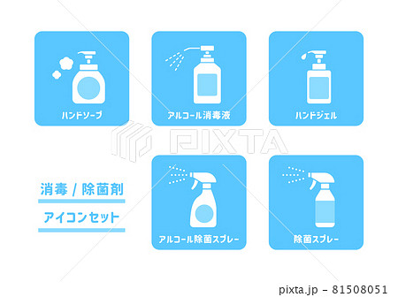 感染症対策　消毒　除菌　グッズ　コロナ　アイコン　セット 81508051