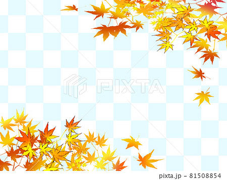 和を感じる背景イラスト 秋 紅葉の季節感 市松の背景のイラスト素材