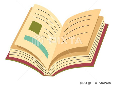 Open textbook or notebook with pictures vector 81508980