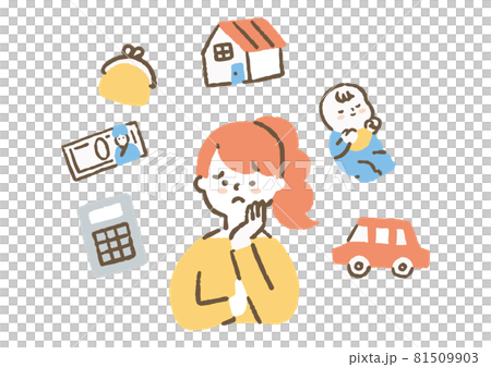 Mother worried about household budget Mother worried about household budget 81509903