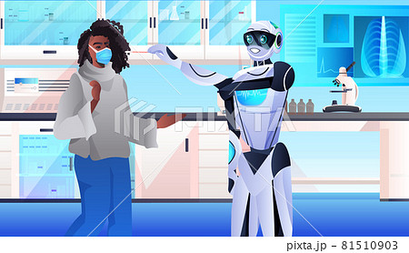robot doctor taking swab test for coronavirus sample from patient PCR diagnostic procedure covid-19 pandemic robot doctor taking swab test for coronavirus sample from patient PCR diagnostic procedure covid-19 pandemic 81510903