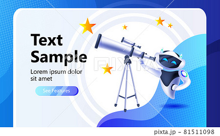 modern robot with telescope space exploration artificial intelligence concept 81511098