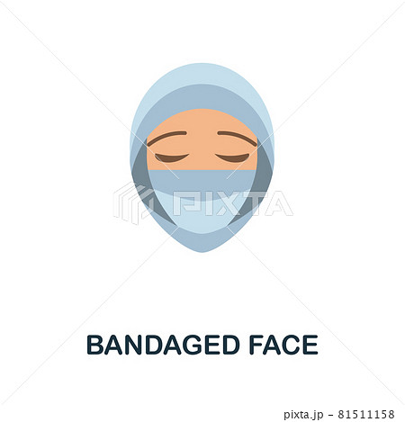 Bandaged Face flat icon. Colored sign from plastic surgery collection. Creative Bandaged Face icon illustration for web design, infographics and more 81511158