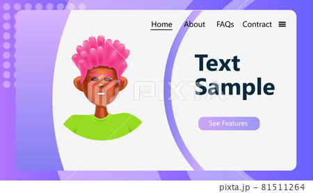 male person head in round frame cute hipster man avatar cartoon character portrait horizontal 81511264