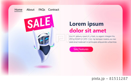 robot holding sale banner special offer shopping artificial intelligence concept 81511287