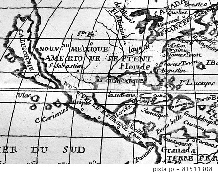 アンティークの世界地図 メキシコとカリブ海の写真素材