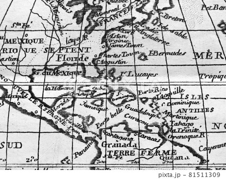 アンティークの世界地図 メキシコとカリブ海の写真素材