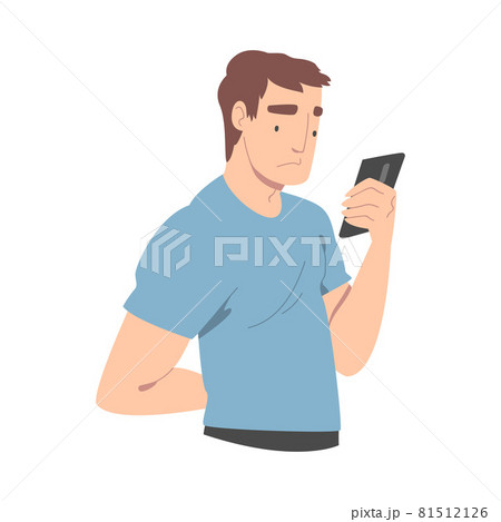Disappointed with Bad News Man Character Reading Message on Smartphone Vector Illustration Disappointed with Bad News Man Character Reading Message on Smartphone Vector Illustration 81512126