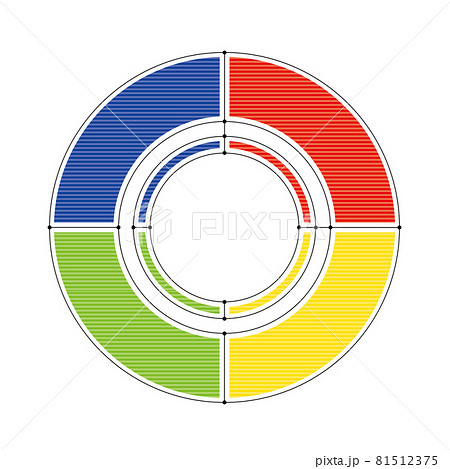 インフォグラフィックス 4分割の円グラフチャート図イラストpdcaビジネスプロセス経営のイラスト素材