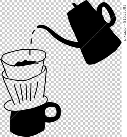 コーヒーを淹れるカップとポットのベクターイラスト コーヒーを淹れるカップとポットのベクターイラスト 81513393