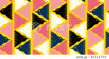 幾何学の鳥のイラストパターン　背景素材　柄 81513754