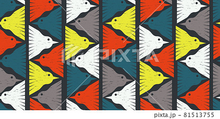 幾何学の鳥のイラストパターン　背景素材　柄 81513755